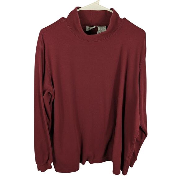 Cabin Creek 2X Burgundy Mock Neck Long Sleeve Top Women Spandex Knit Pullover - Picture 1 of 3